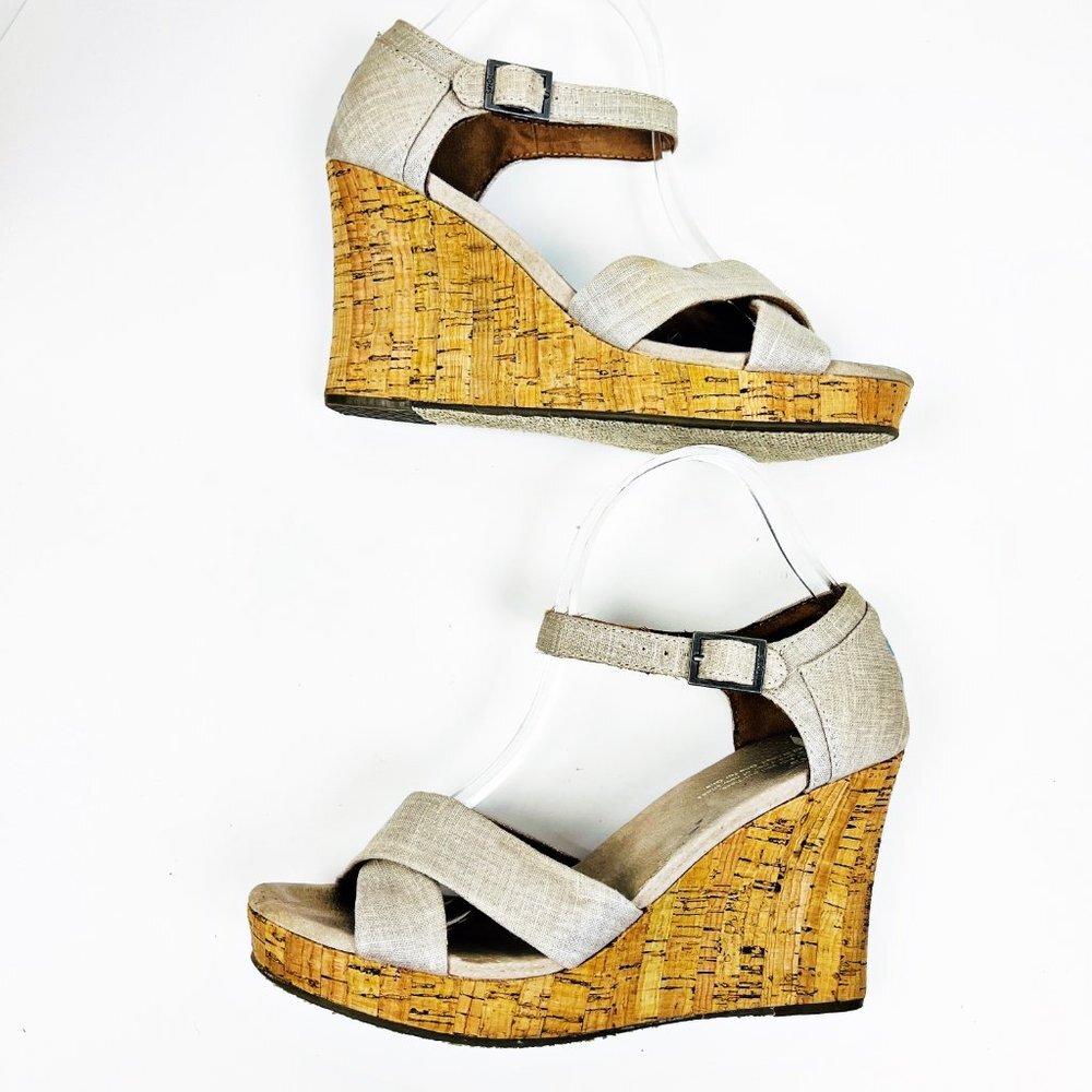 2/$14 Toms Cork Platform Sandals 9.5